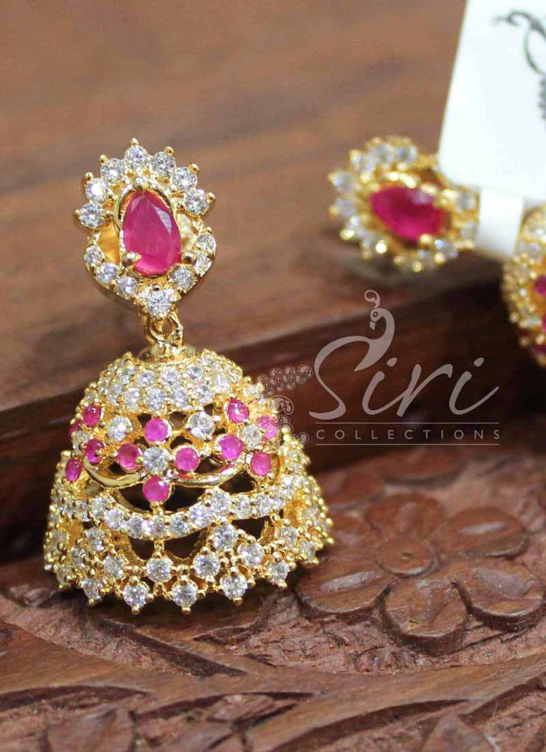 Traditional AD Ruby Jhumkis
