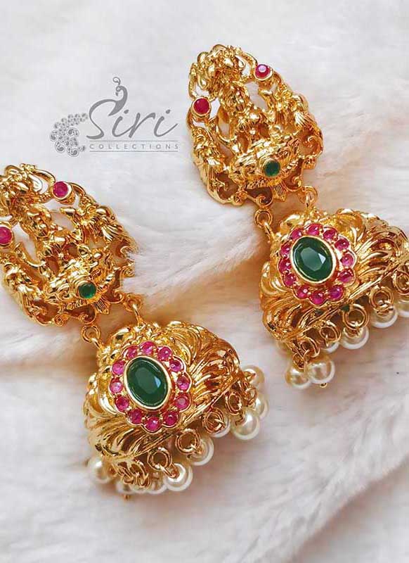 Designer Traditional Lakshmi Jhumkis Earrings