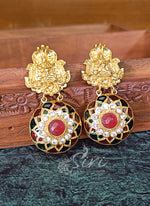 Load image into Gallery viewer, Meenakari Work Earrings in Goddess Lakshmi Design
