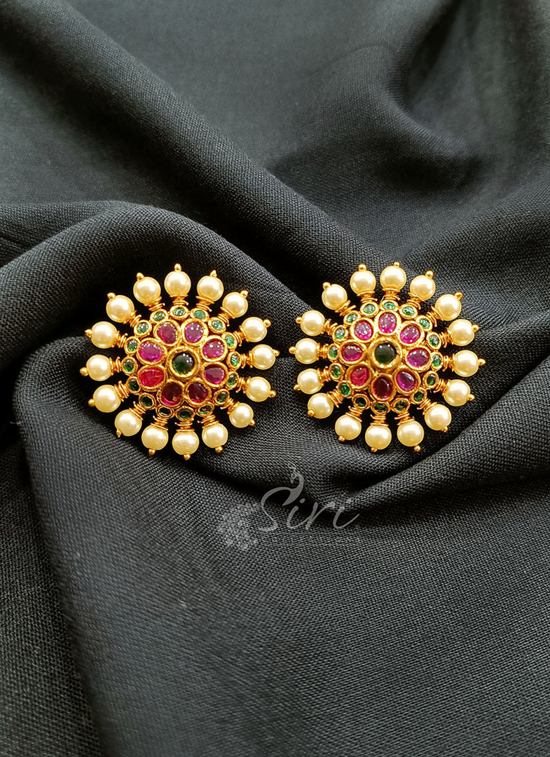 Beautiful Multi Colour Kundan Style Studs Earrings