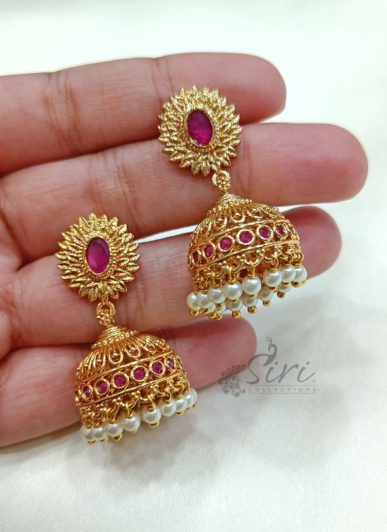 Lovely Buttalu Jhumkas in Pearl Drops