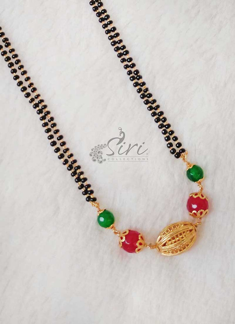 Mangalsutra in Gold Plated and Multi Colour Beads