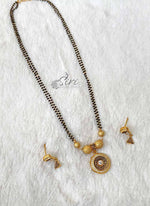 Load image into Gallery viewer, Black Beads Mangalsutra in Gold Micro Polish Pendant Set