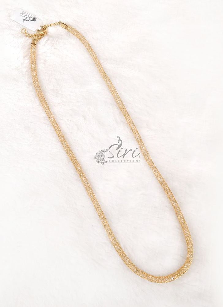 Simple Light Weight Stones Filled Chain Necklace