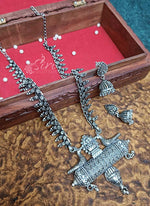 Load image into Gallery viewer, Designer Black Metal Long Necklace Set