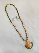 Load image into Gallery viewer, Lovely Green Onyx Maala Necklace in Lakshmi Pendant