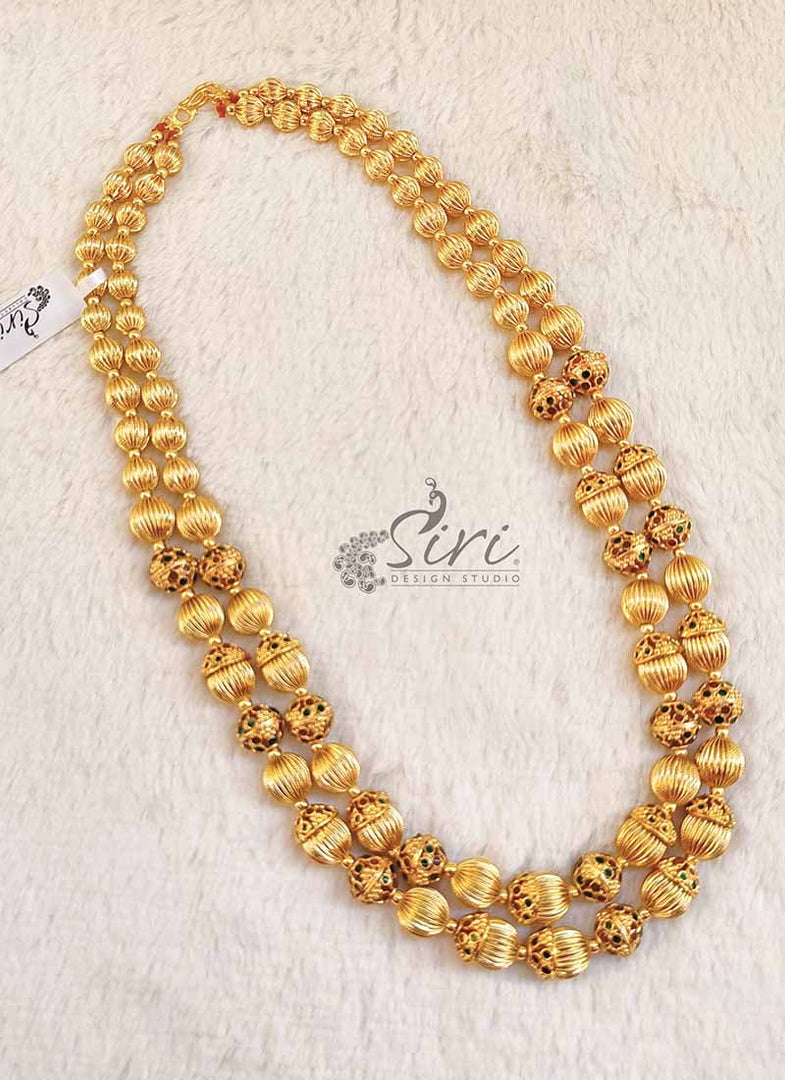 Traditional Gold Plated Beads Necklace