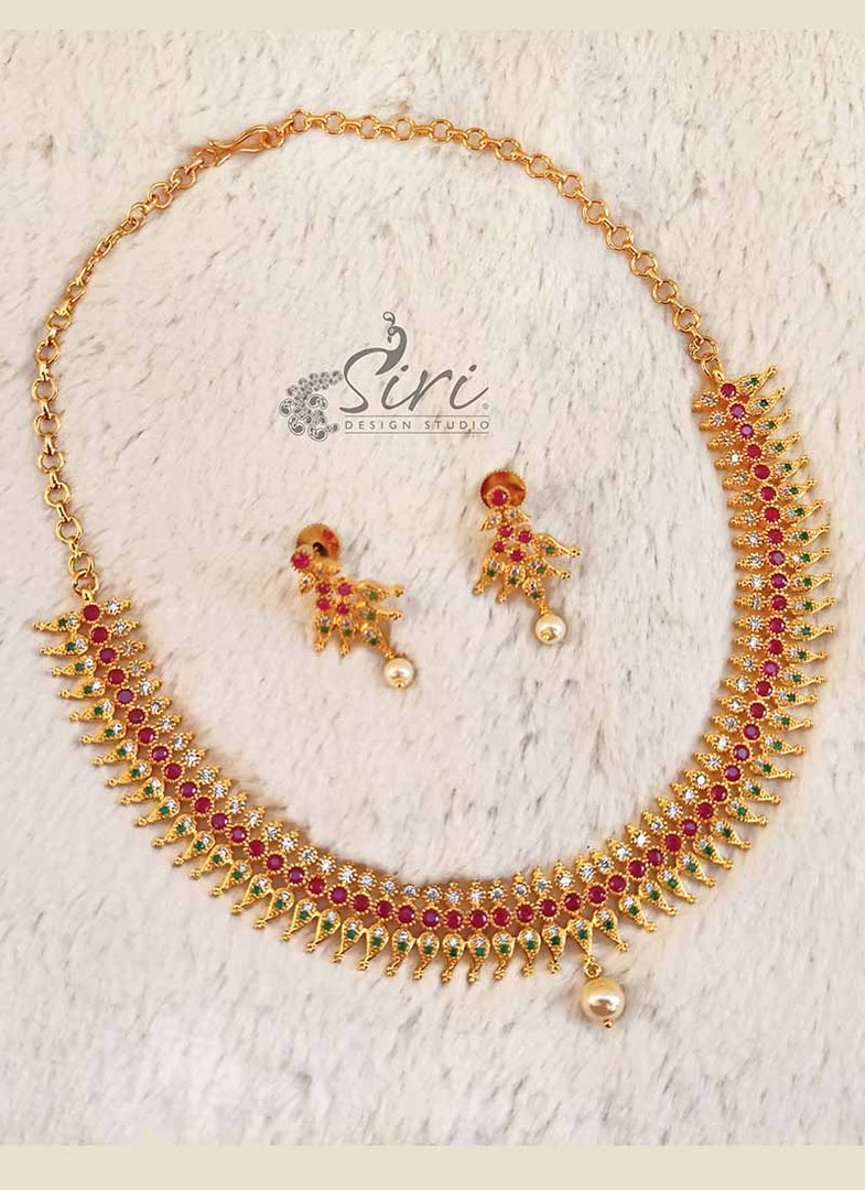 Multi Colour Stone Fashion Jewellery Traditional Necklace Set