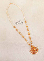 Load image into Gallery viewer, Beautiful Real Pearls Maala Necklace in Lakshmi Pendant