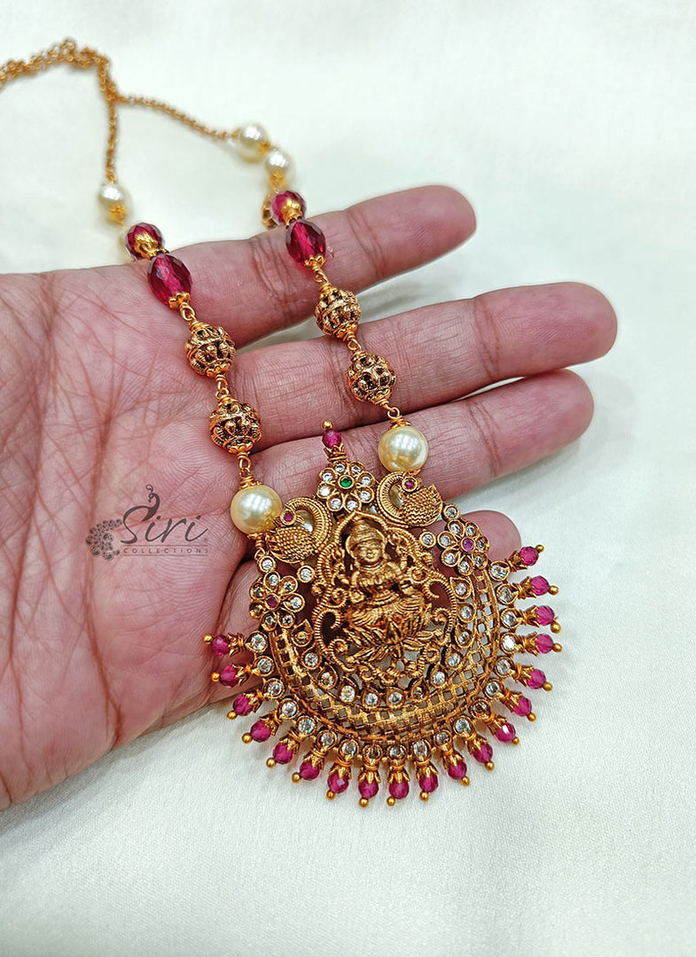 Beautiful Beads Necklace in Lakshmi Pendant