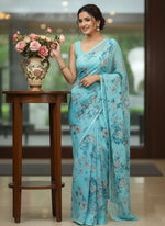 Load image into Gallery viewer, Siri Collections Beautiful Printed Chiffon Saree