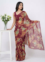 Load image into Gallery viewer, Latest Beautiful Printed Floral Nara Chiffon Saree