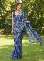 Load image into Gallery viewer, Latest Beautiful Printed Floral Nara Chiffon Saree