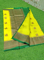 Load image into Gallery viewer, Pure Handloom Banarasi Kora Silk Saree