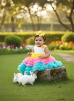 Load image into Gallery viewer, Lovely Multi Colour PartyWear Kids Frock For One Year Old