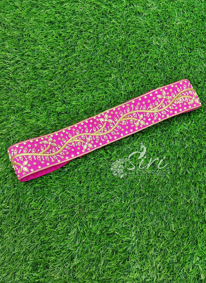 Beautiful Magenta Belt In Zardosi Bead Stone Work