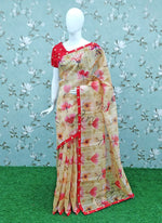Load image into Gallery viewer, Digital Print Jute Designer Saree in Fancy Borders