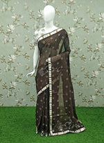 Load image into Gallery viewer, Beautiful Coffee Brown Jute saree with Foil Print