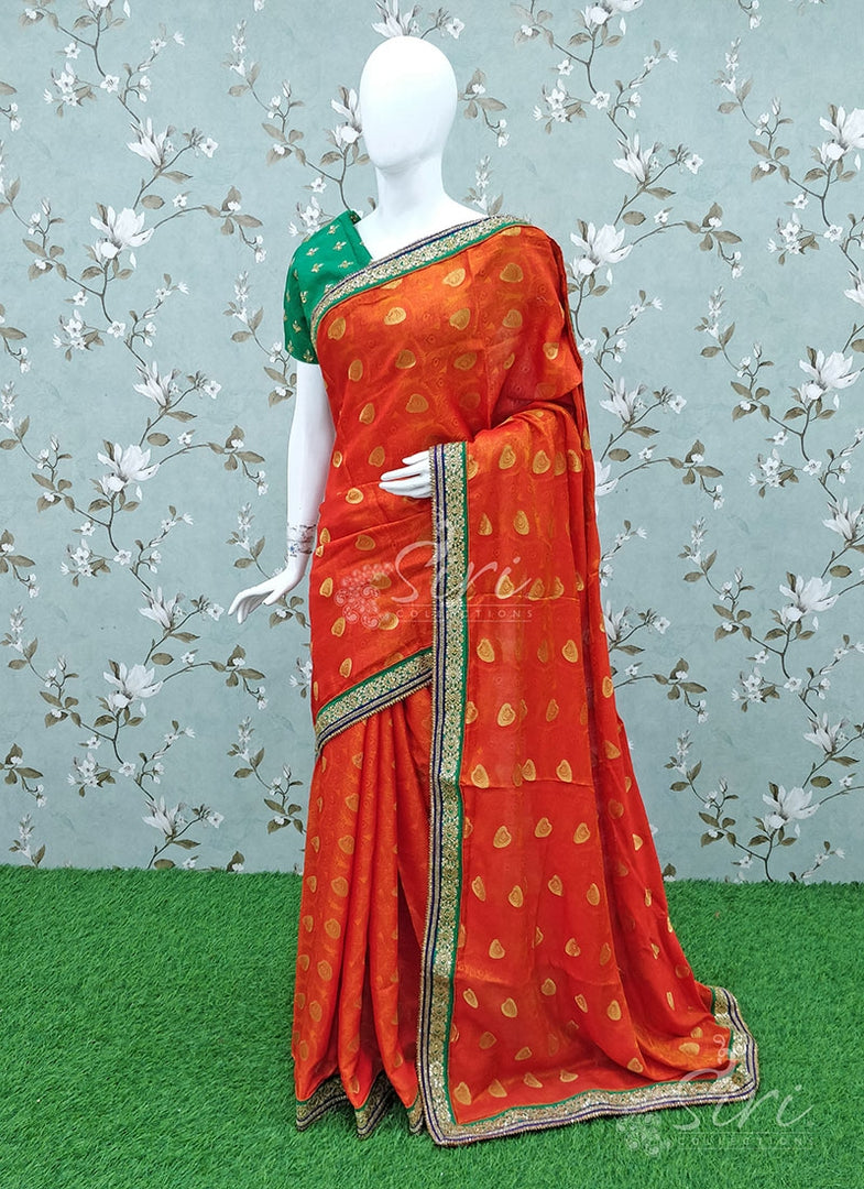 Designer Fancy Silk Saree in Heavy Stone Work Borders