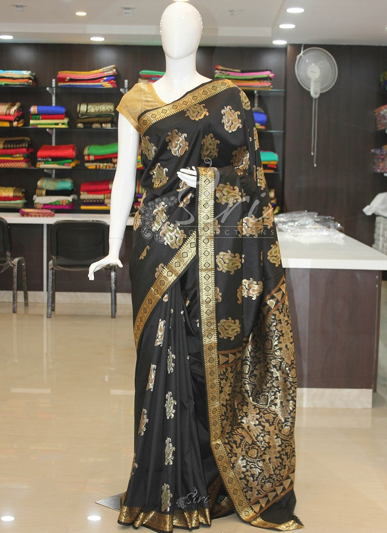 Fancy Banarasi Silk Saree in Black