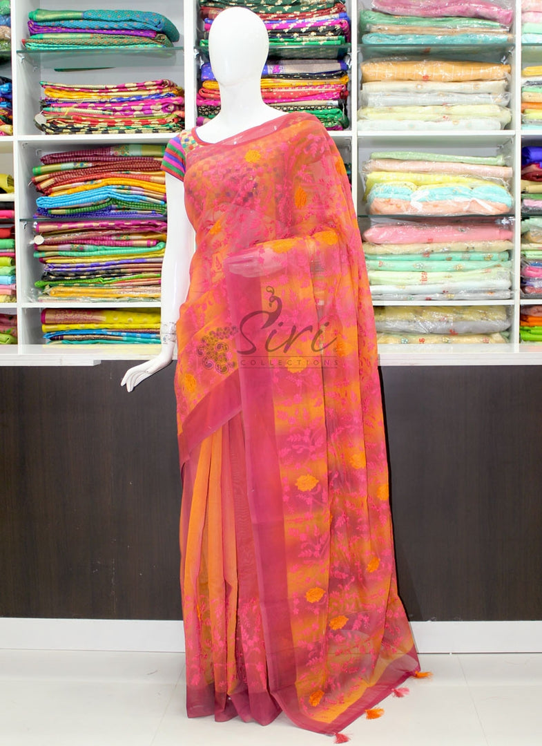 Designer Shaded Chanderi Saree in Embroidery Work