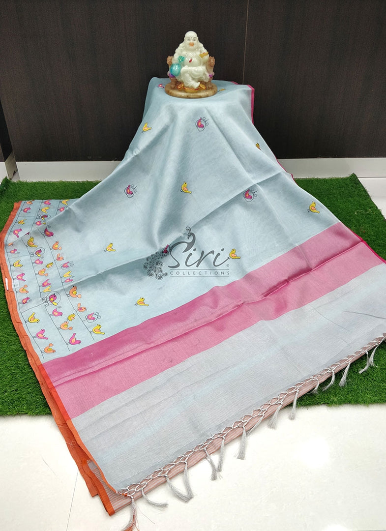 Party Wear Tissue Saree in Embroidery Work