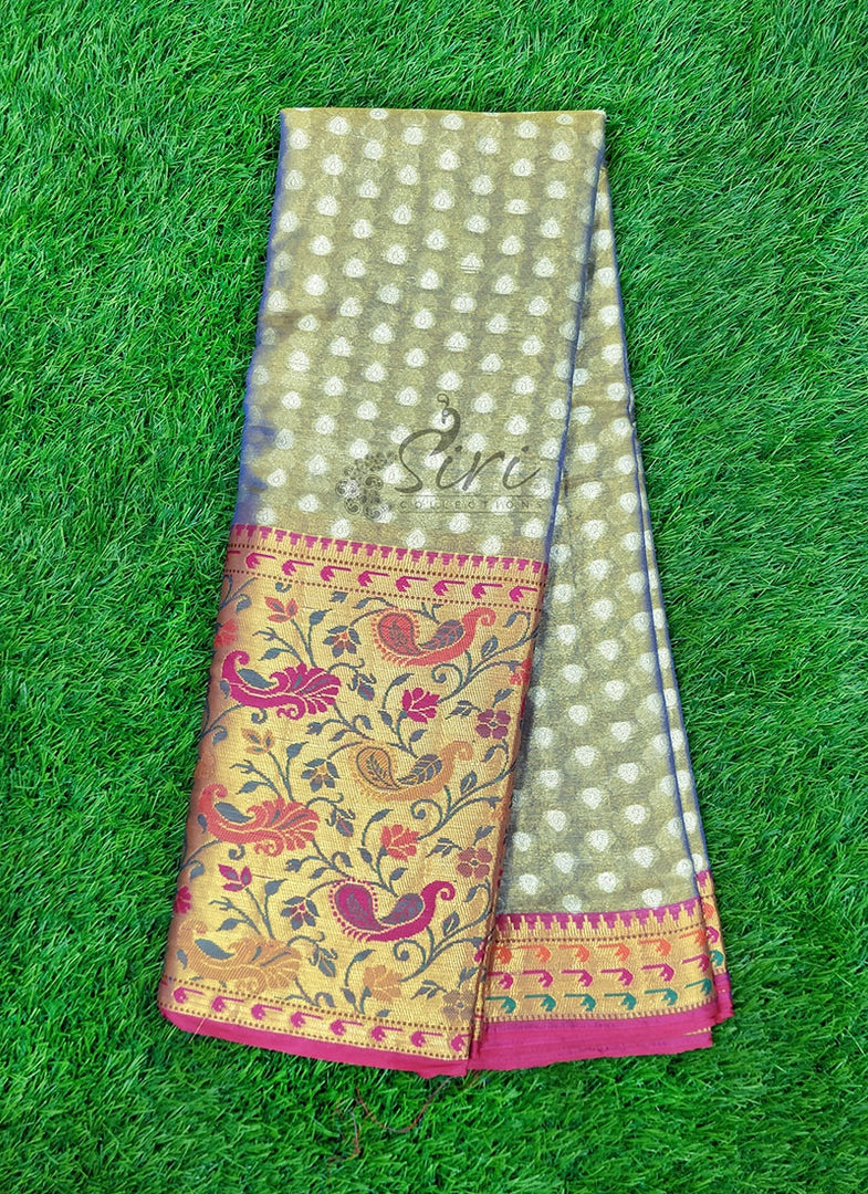 Beautiful Soft Tissue Saree in Paithani Borders