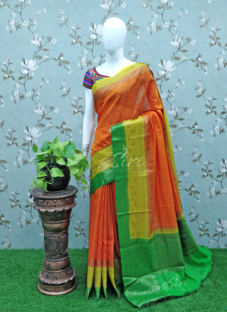 Beautiful Dupion Silk Saree In Self Design And Rich Border