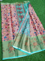 Load image into Gallery viewer, Beautiful Warm Silk Saree in Kalamkari Print and Gold Border