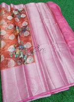 Load image into Gallery viewer, Beautiful Floral Printed Organza Saree with Kanchi Border