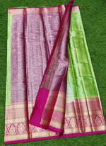 Load image into Gallery viewer, Beautiful Soft Banarasi Brocade Kora Saree in Contrast Border