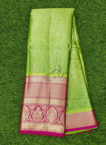 Load image into Gallery viewer, Beautiful Soft Banarasi Brocade Kora Saree in Contrast Border