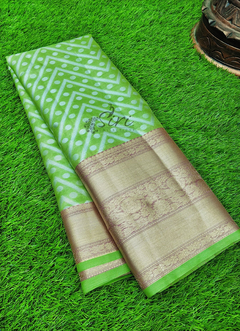Beautiful Parrot Green Kanchipuram Ragini Pattu Saree