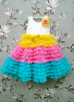 Load image into Gallery viewer, Lovely Multi Colour PartyWear Kids Frock For One Year Old