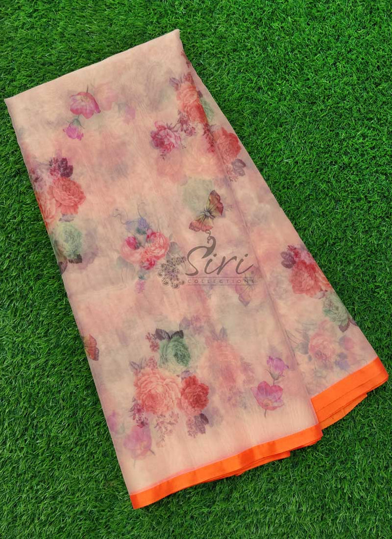 Beautiful Trendy Digital Print Organza Saree
