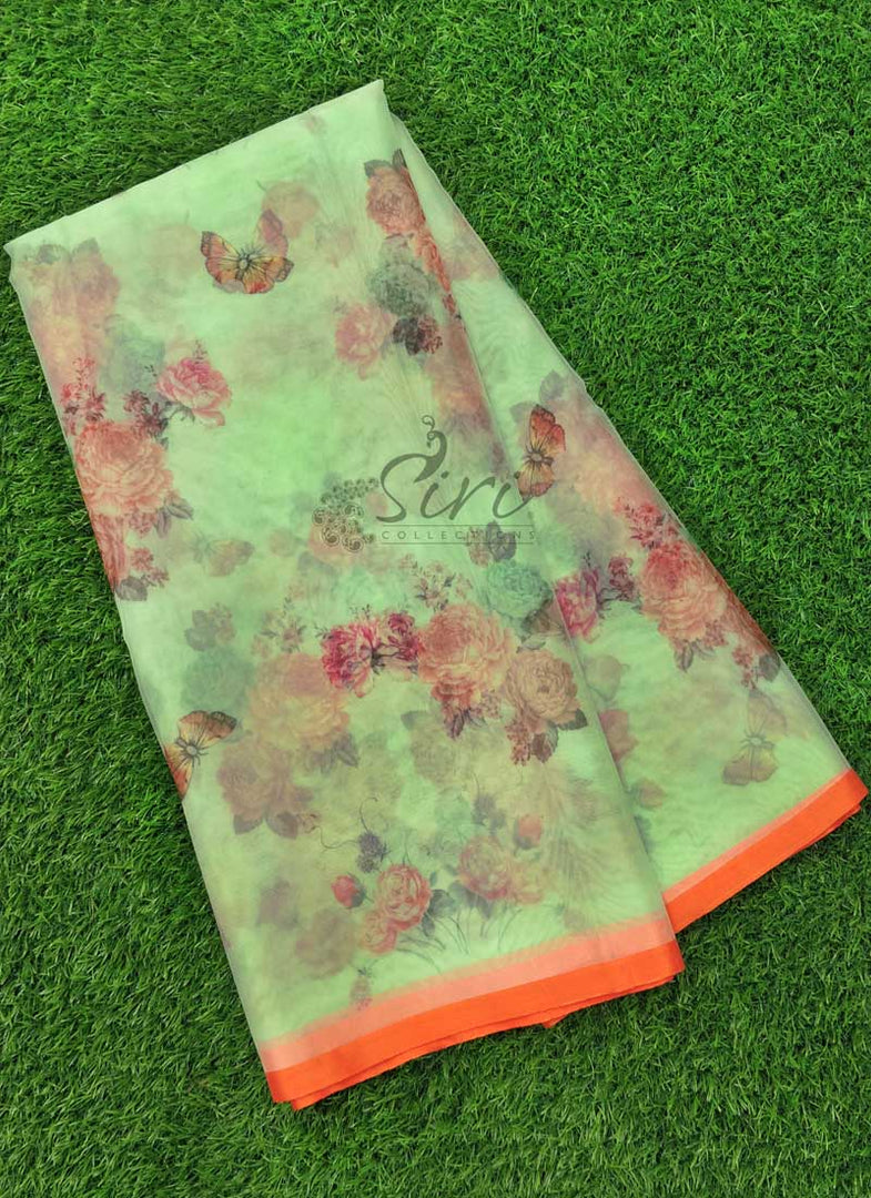 Beautiful Trendy Digital Print Organza Saree
