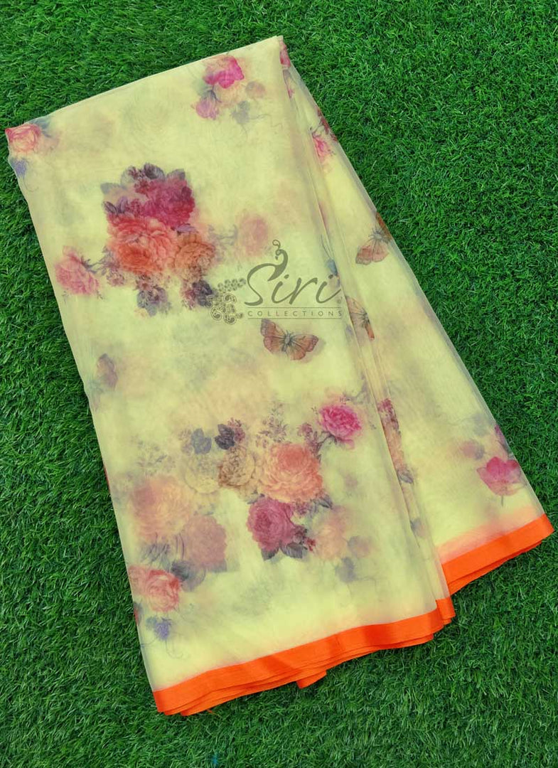 Beautiful Trendy Digital Print Organza Saree