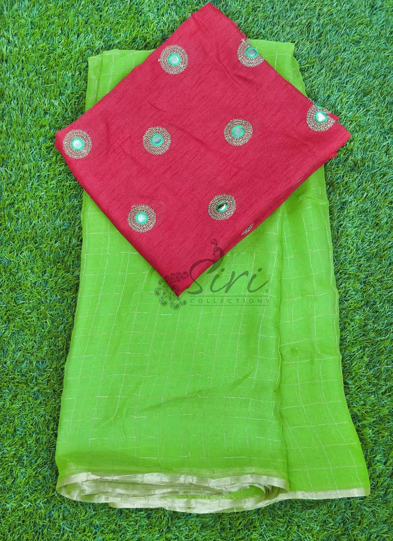 Lovely Chiffon Saree in Zari Checks