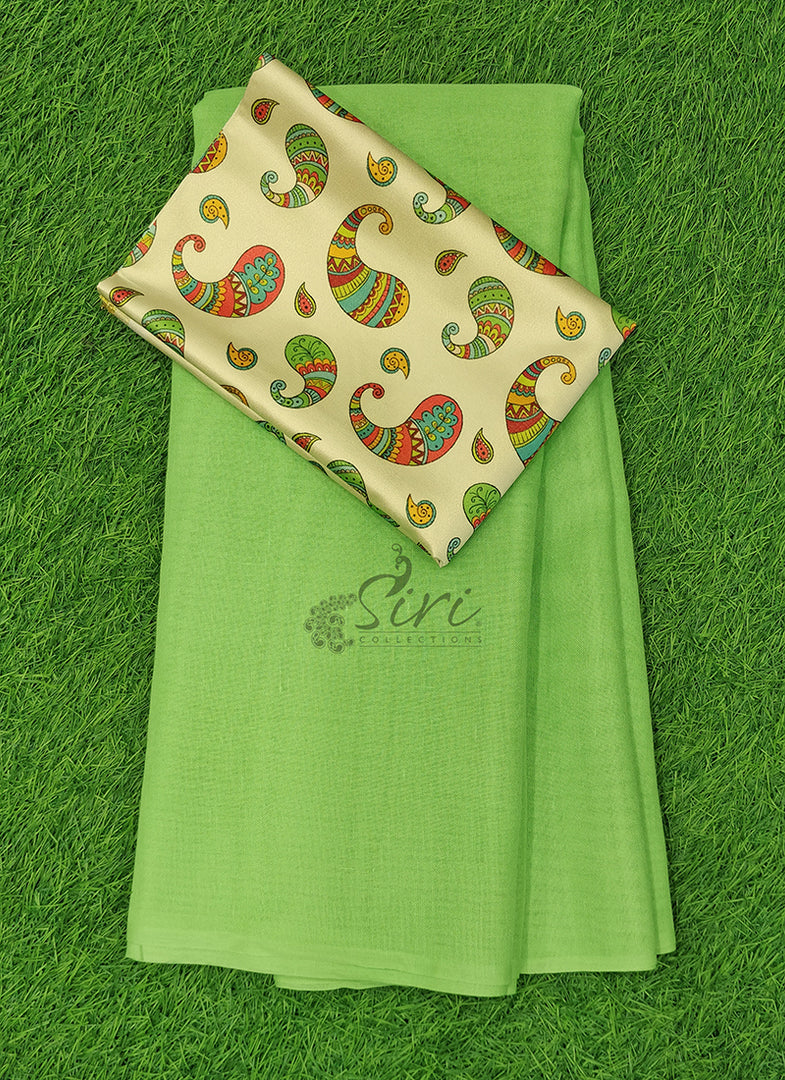 Elegant Linen Saree with Printed Blouse
