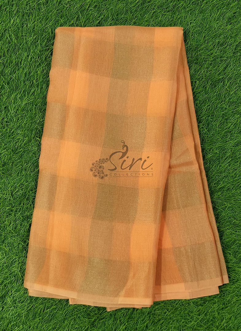 Beautiful Peach and Gold Soft Jute Saree