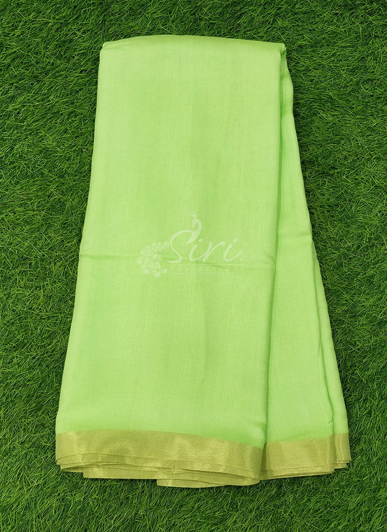 Beautiful Elegant Green Soft Jute Saree in Gold Border