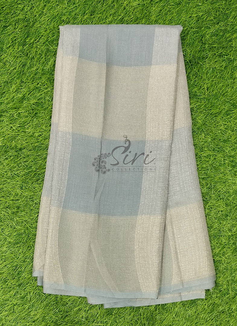 Beautiful Elegant Grey and Gold Soft Jute Saree