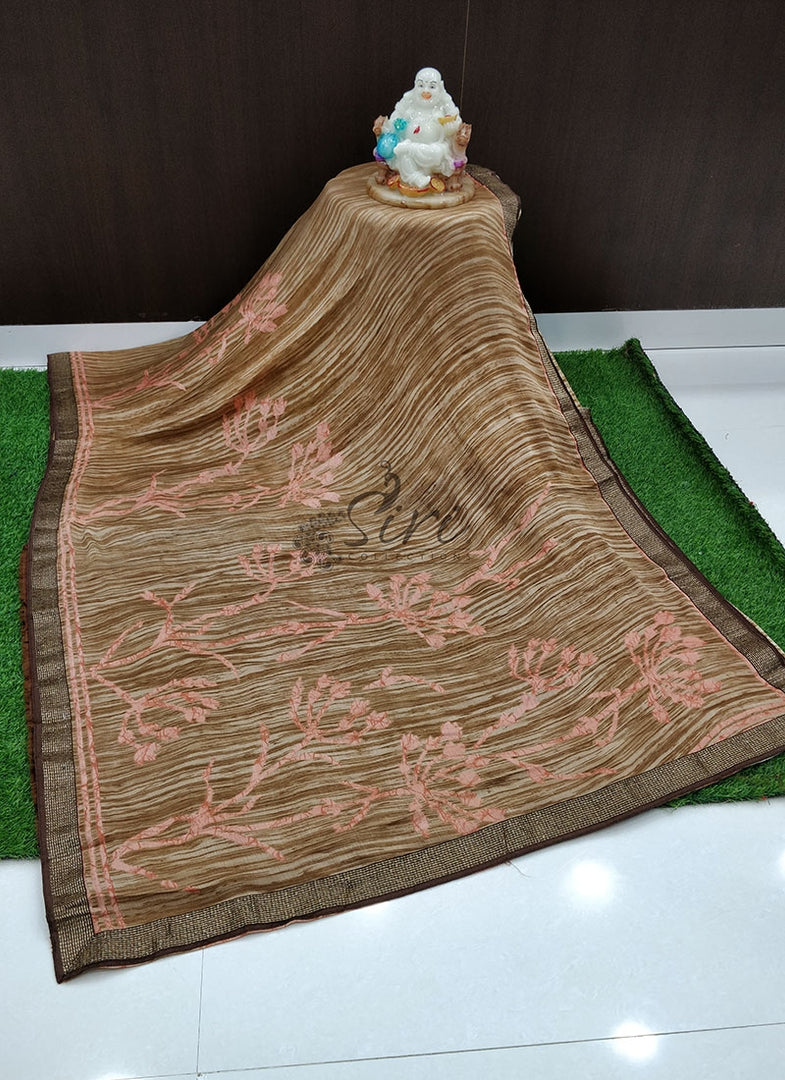 Simple Printed Fancy Crepe Saree in Fancy Borders