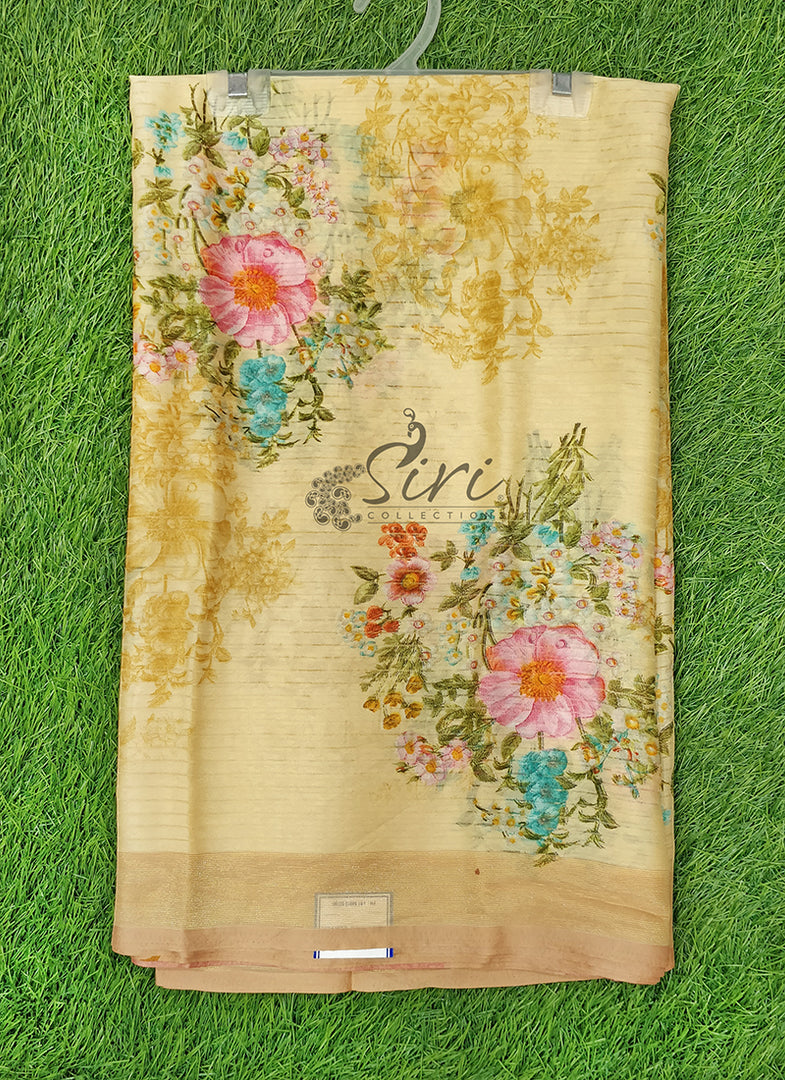 Printed Georgette Saree in Self Stripes