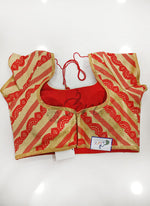Load image into Gallery viewer, Red Gold Fancy Banarasi Silk Padded Blouse
