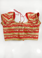 Load image into Gallery viewer, Red Gold Fancy Banarasi Silk Padded Blouse