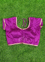 Load image into Gallery viewer, Purple Raw Silk Blouse in Self Strips Embroidery Work