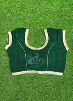 Load image into Gallery viewer, Dark Green Velvet Padded Stitched Blouse