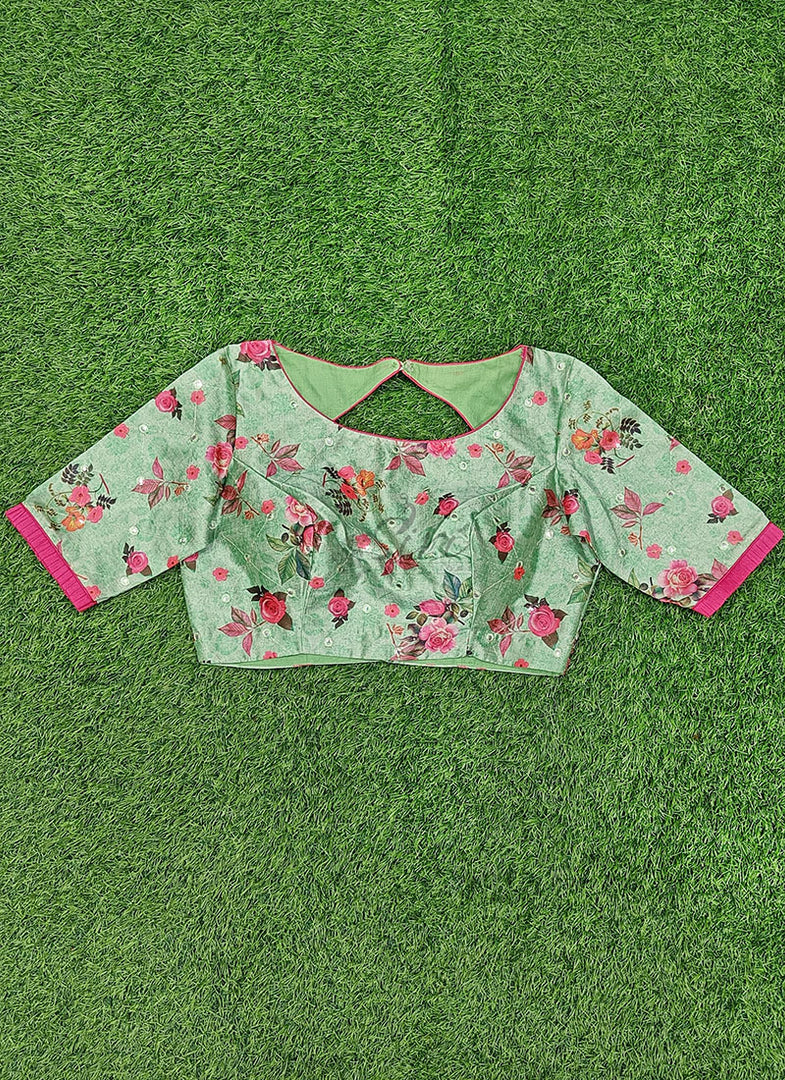 Beautiful Designer Blouse in Digital Print and Mirror Work