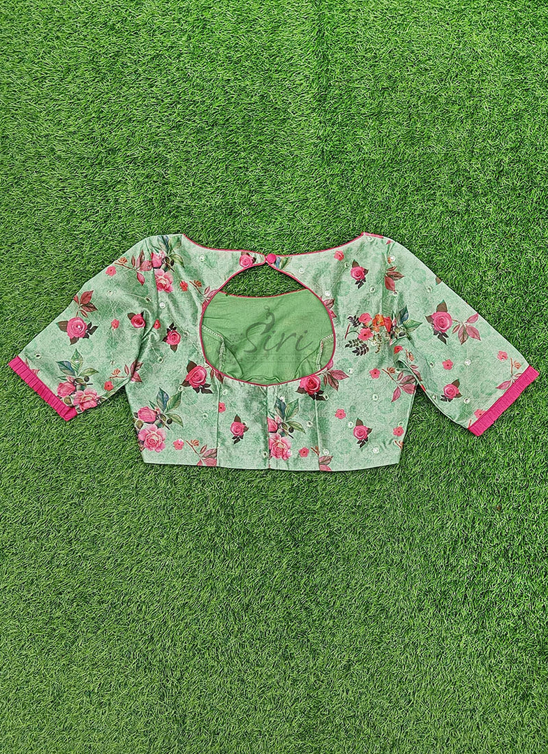 Beautiful Designer Blouse in Digital Print and Mirror Work